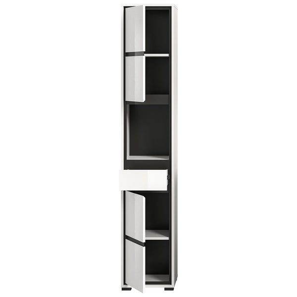 Jaru Hochschrank Bad 1 Schublade 2 Türen 1 Fach weiß Hochglanz. 35 X 31 X 190 cm