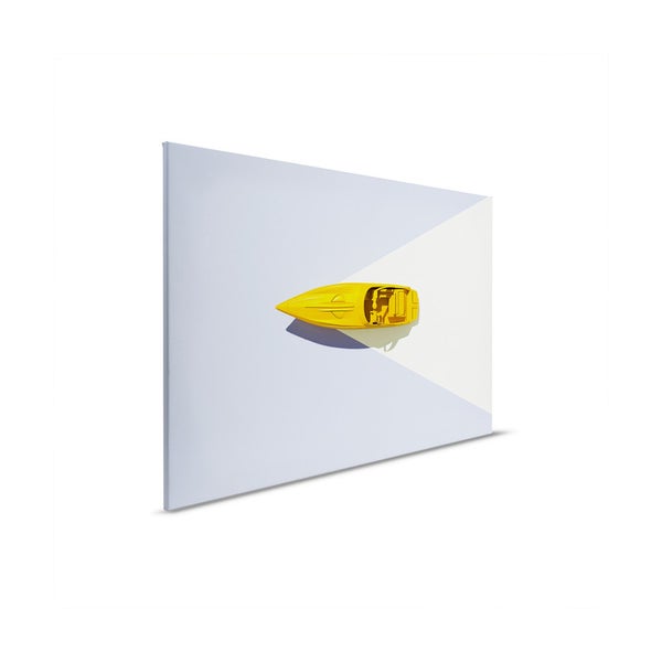 Dekoration auf Leinwand mit gelbem Rennbootmotiv