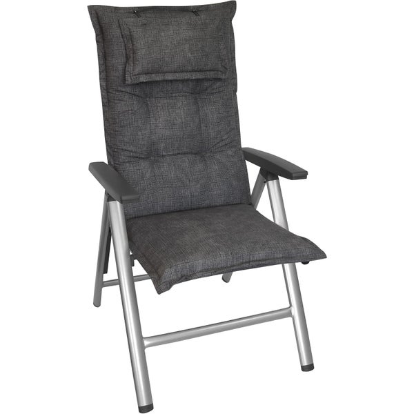 Gartenstuhl mit gepolsterter Sitzfläche und Rückenlehne, Armlehnen und Aluminiumgestell