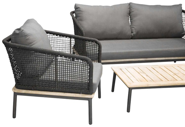 Andorra Lounge-Set 4 Teile schwarz,natur. 60 X 90 X 27 cm