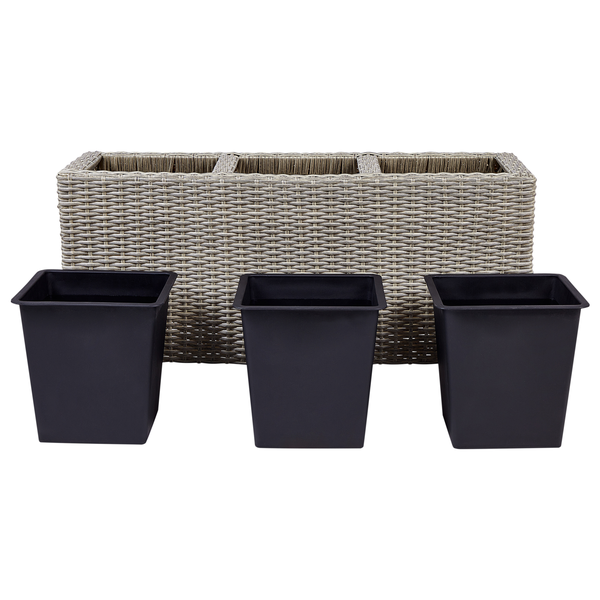 Blumenkübel BELLIS Polyrattan 82 cm Hellbraun