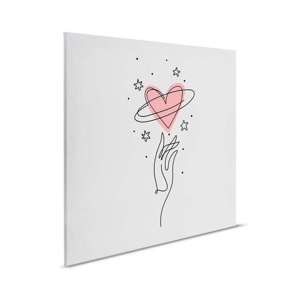 Dekorative Leinwand mit Herz, Hand und Sternenmotiv
