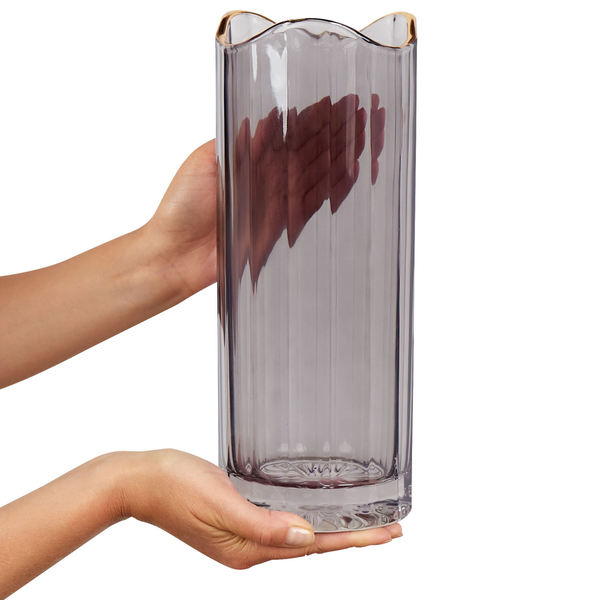 Blumenvase PERDIKI Glas 30 cm Grau