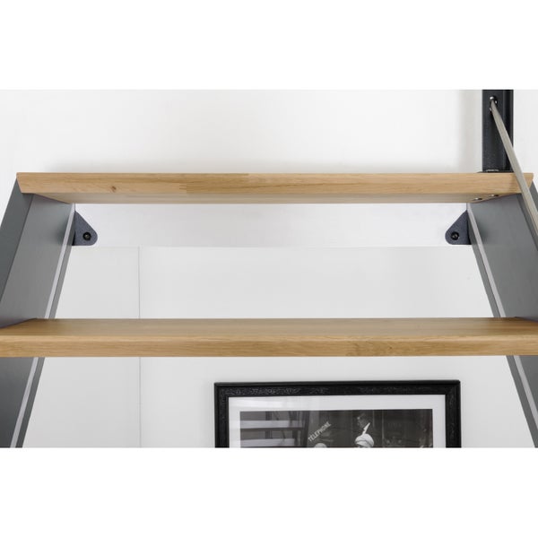 Spark - Gerade Treppe Schwarz mit eingebauten LEDs , Anthrazit