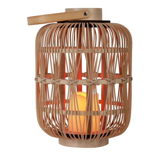 Bambuslaterne mit LED Kerze und Tragegriff