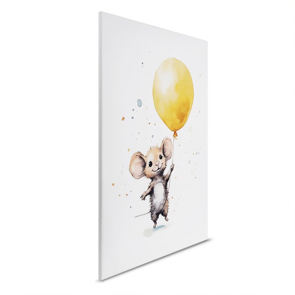 Leinwanddruck mit einer Maus, die einen Ballon hält