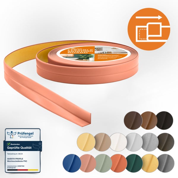 Quest Weichsockelleiste Selbstklebend 10 x 10 mm, PVC Knickleiste , Flexibel, Hellbraun, 5 Meter