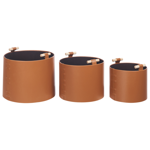 Dekorative Aufbewahrungskörbe aus Kunstleder, 3er Set