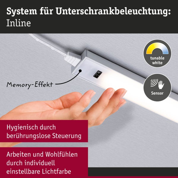 Inline Unterschrankleuchte mit tunable white Funktion und Sensorsteuerung