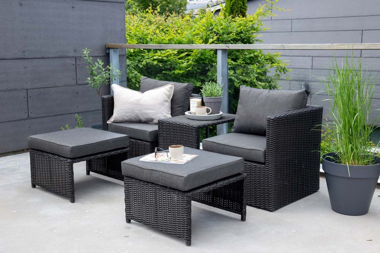 Quad Lounge-Set 5 Teile schwarz. 42 X 63 X 51 cm