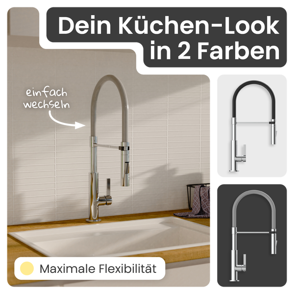 Küchenspültischarmatur mit flexiblem Auslauf und zwei Farboptionen