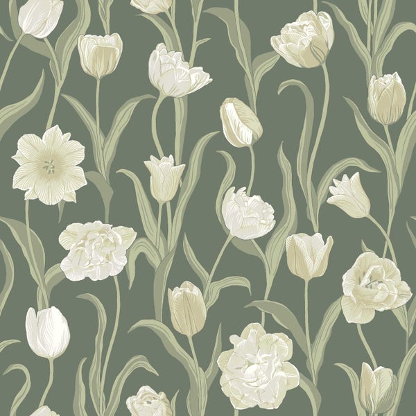 Borastapeter Tapete Blumen Grün - 53 cm x 10.05 m - 662656