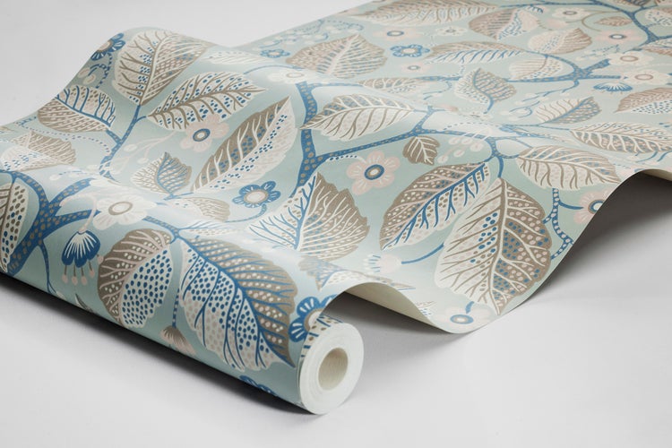 Borastapeter Tapete Blätter und Blumen Blau und Braun - 53 cm x 10.05 m - 662623