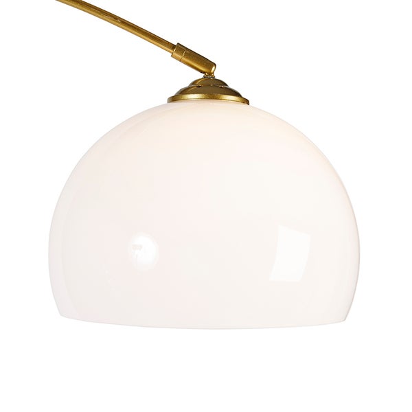 Moderne Bogenlampe Messing mit weißem Schirm - Arc Basic