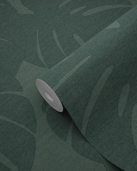 Origin Wallcoverings Tapete Blätter in Leinen-Optik Meeresgrün - 0,53 x 10,05 m - 347763