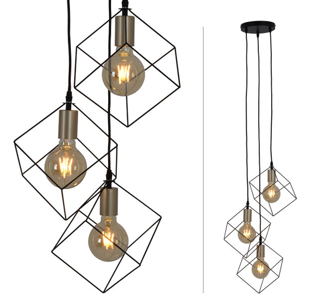 Hängelampe mit drei Leuchten in geometrischem Design