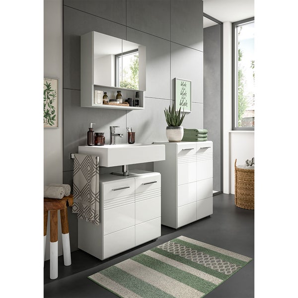 Copa Badschrank 2 Türen weiß Hochglanz. 60 X 30 X 80 cm