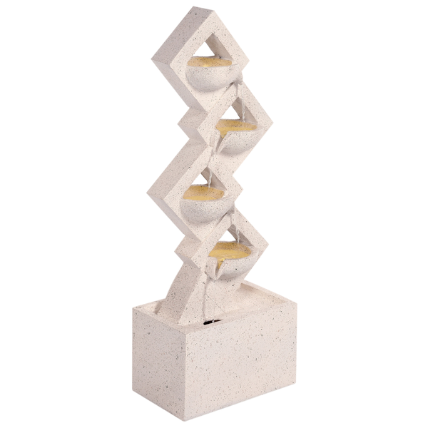 Dekorativer Zimmerbrunnen mit geometrischem Design und mehreren Wasserschalen