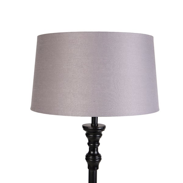 Stehleuchte schwarz mit Leinenschirm grau 45 cm - Classico