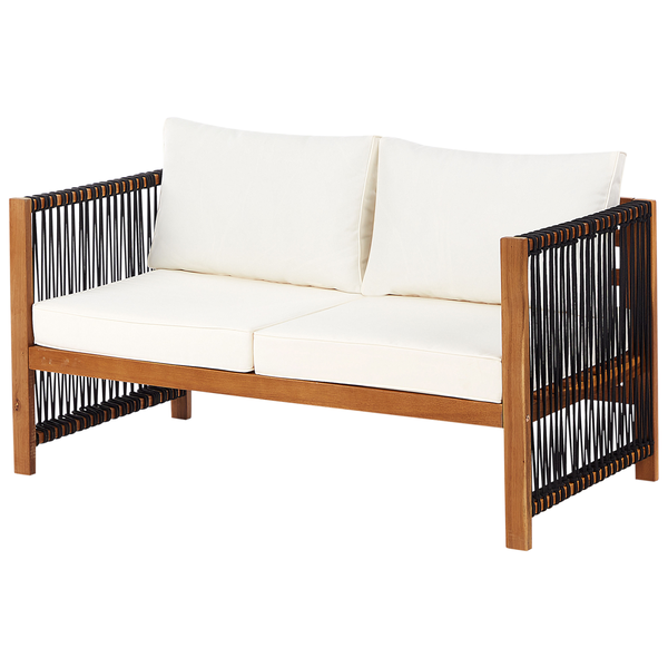 Lounge Set mit Tisch 4-Sitzer ANTRIA Akazienholz Schwarz