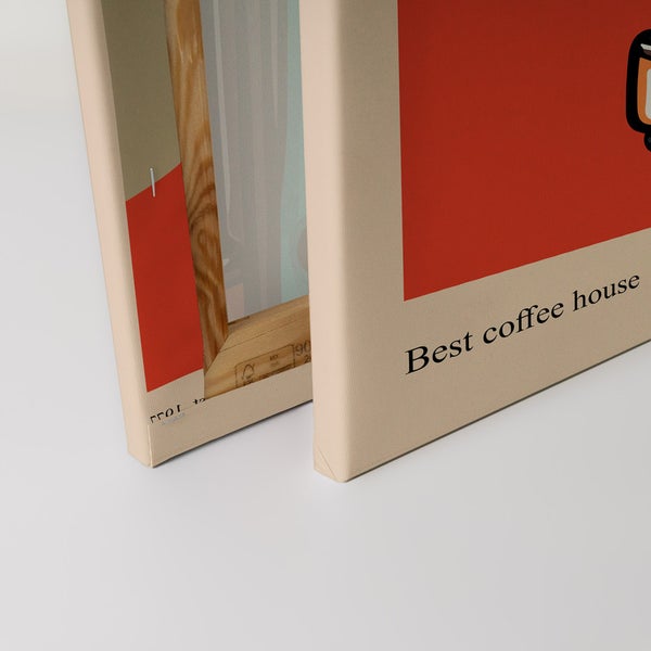 Detailansicht eines Leinwanddrucks mit dem Aufdruck Best Coffee House