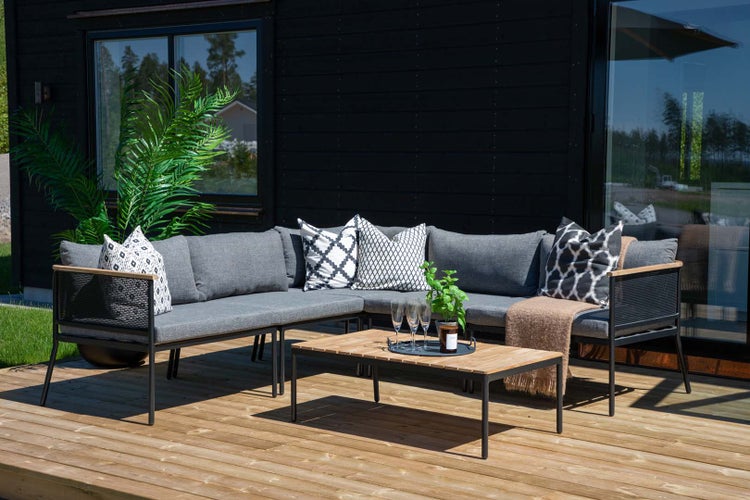 Nettan Lounge-Set 2 Teile schwarz,grau,natur. 60 X 106 X 35 cm