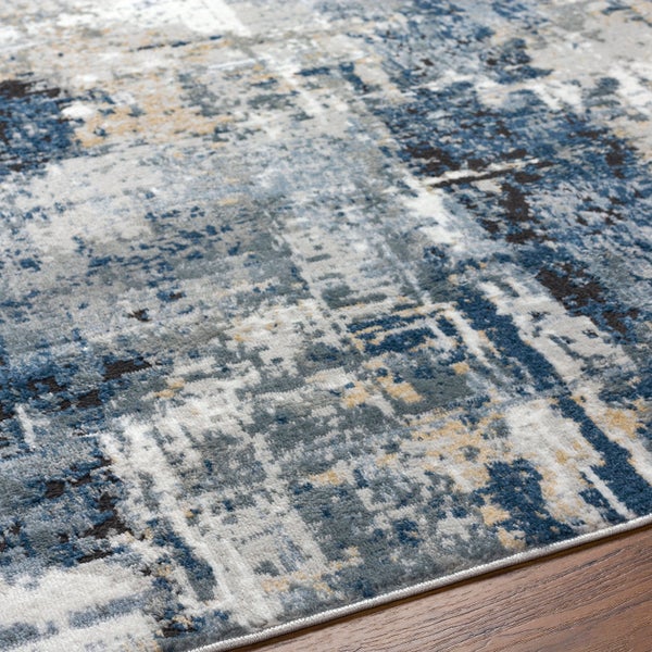 Abstrakt Moderner Flurteppich Blau/Grau/Beige 80x220 cm LENA