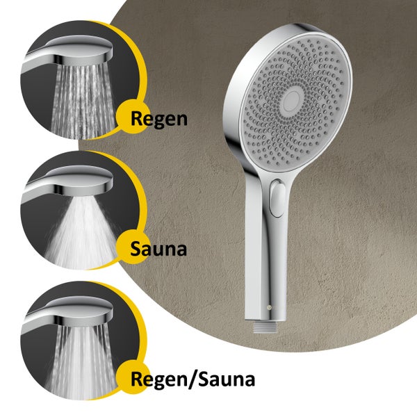 instmaier Handbrause H1 | 3 verschiedene Funktionen | Duschbrause mit einzigartigem Strahlbild dank über 300 Düsen | Duschkopf Chrom | wassersparende Dichtung inklusive