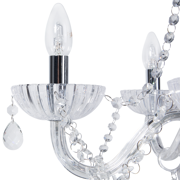 Kronleuchter Metall transparent / silber Kristall-Optik 5-flammig LOCONE