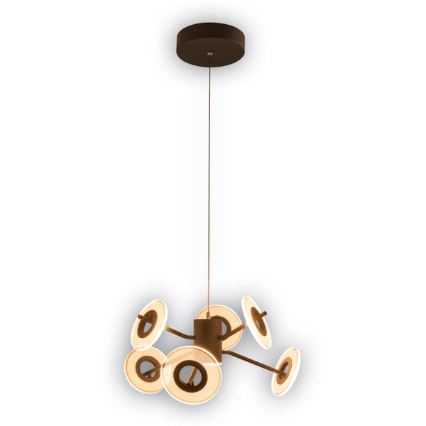 LED Pendelleuchte DISCUS aus schwarzem Metall und weißem Kunststoffmit fest verbauten LEDs, Hängelampe für Esszimmer, Wohnzimmer, Diele oder Büro mit einem  Øvon ca. 57 cm
