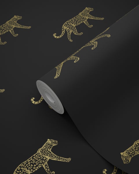 Origin Wallcoverings Tapete Panter Schwarz und Gold - 53 cm x 10.05 m - 347686
