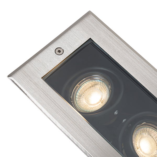 Moderner Bodenstrahler aus Stahl, 2-flammig, verstellbar, IP65 – Oneon