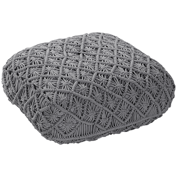 Pouf Makramee BERRECHID Baumwolle Grau 50 cm 50 cm 20 cm