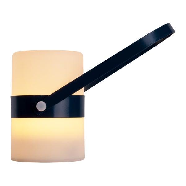 LED Dekoleuchte Neo blau, Deko, Tischlampe aus Metall und Kunststoff, blau, mit fest verbauten LEDs, für Esszimmer, Wohnzimmer, Balkon und Terrasse, innen 28 cm hoch