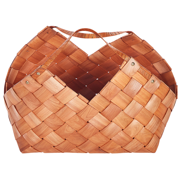 Holzkorb aus geflochtenem Holz mit Griff