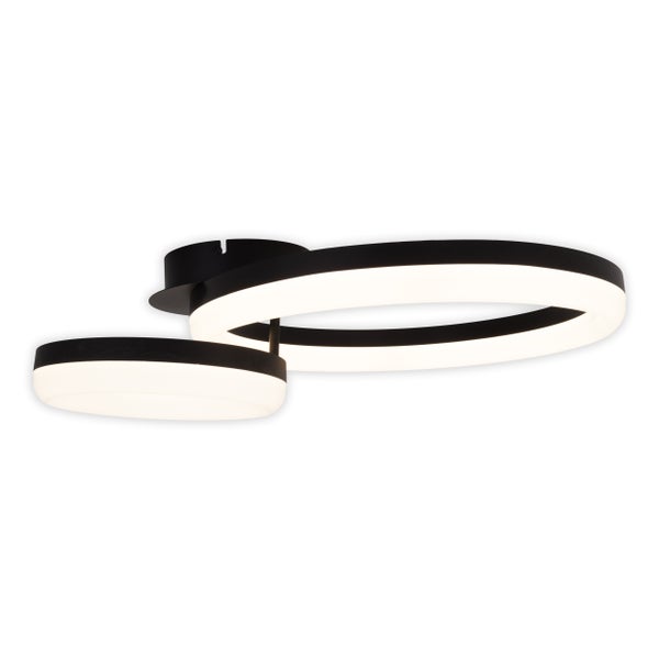 LED-CCT-Deckenleuchte CIRCULO aus schwarzem Metall und sandfarbenem Kunststoff 53 cm lang