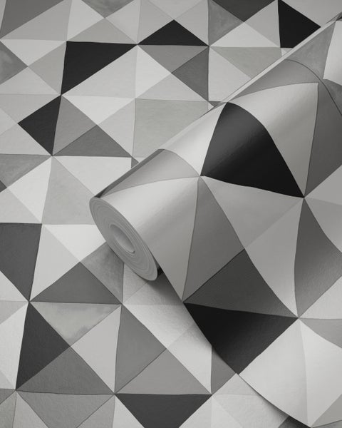 Origin Wallcoverings Tapete kubistisches Muster Schwarz und Weiß - 53 cm x 10.05 m - 346913
