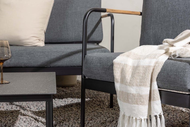 Pehnna Lounge-Set 4 Teile schwarz,grau. 70 X 120 X 35 cm