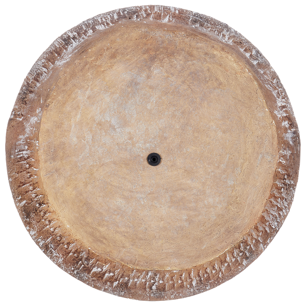 Draufsicht eines runden Pflanzgefäßes mit Drainageloch