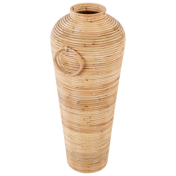 Hohe Vase aus Rattan mit Ring