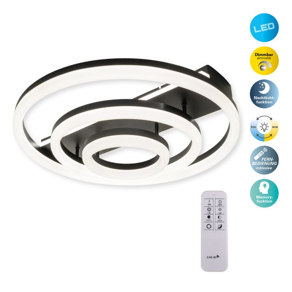 LED-CCT-Deckenleuchte CIRCULO aus schwarzem Metall und sandfarbenem Kunststoff Ø 60 cm