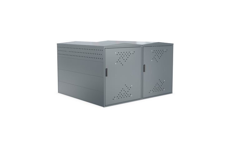 Fahrradbox aus Metall mit zwei Türen und Belüftungslöchern