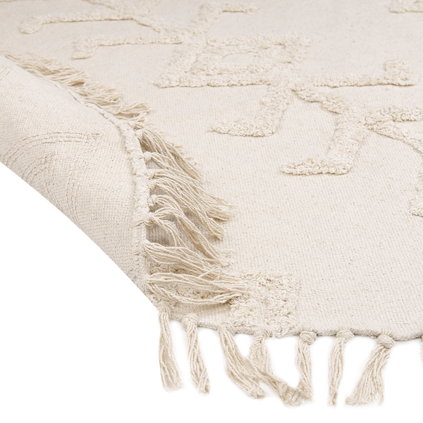 Teppich HARRAN Hellbeige ø 140 cm Baumwolle