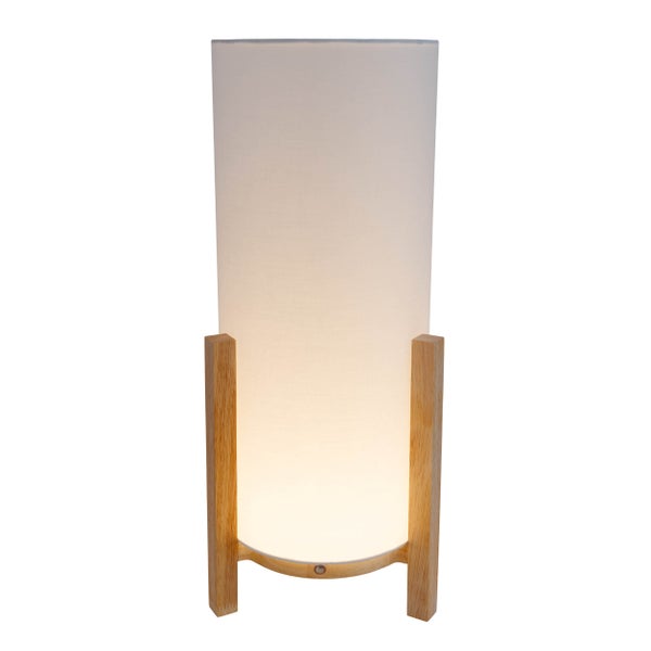 Akkutischleuchte MADITA 48 cm hoch, in Weiß/Natur, mit integrierter LED, dimmbar mit Berührungssensor