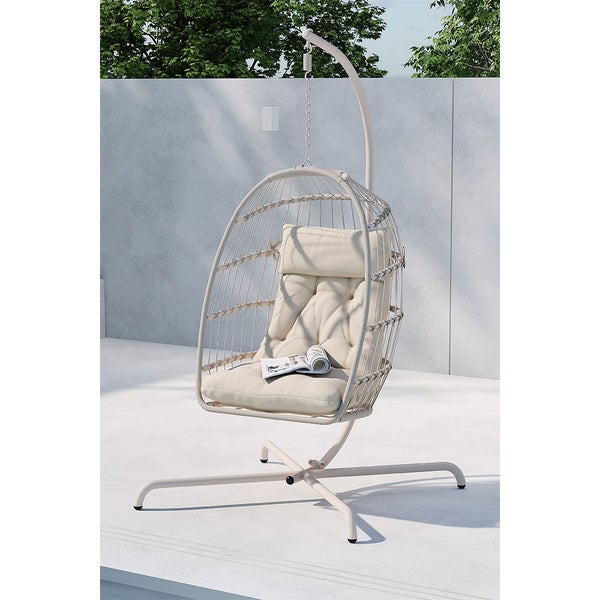 Trezza Hängesessel mit Stativ beige. 75 X 70 X 198 cm