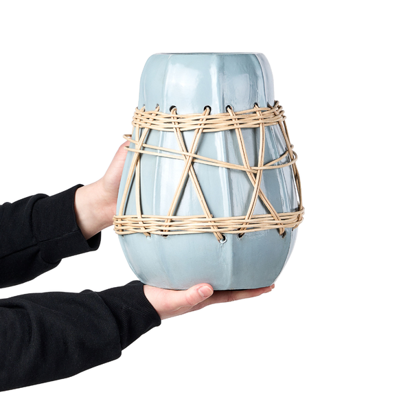 Dekovase KAMERING Keramik 27 cm Blau