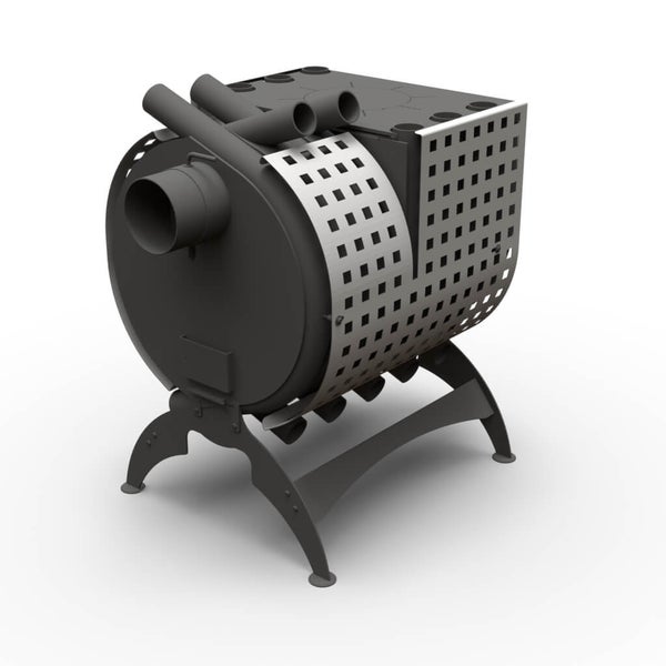 Holzofen mit Beinen und Lochmuster