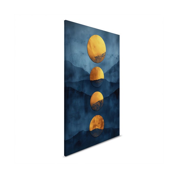 Dekorative Wandkunst mit Kreisen und Bergen