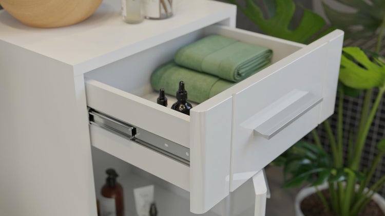 Venice Badschrank 1 Tür, 1 Schublade Hochglanz weiß,weiß. 37 X 31 X 80 cm