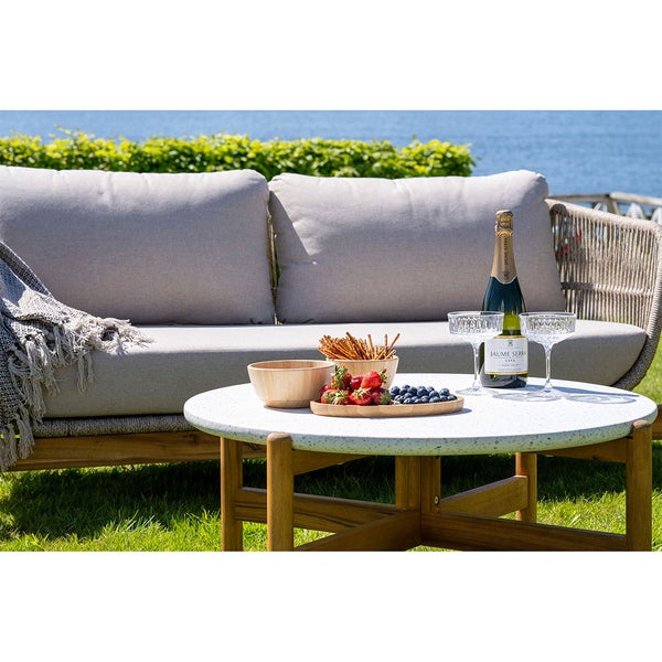 Terracina Sofatisch Ø85cm Natur, weiß. 85 X 85 X 39 cm